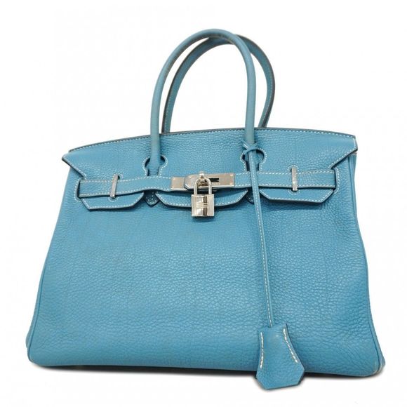 Hermès Birkin 30 Togo Handbag Blue Jean Silver Hardware N Stamp Pre-owned Women' - Picture 1 of 16